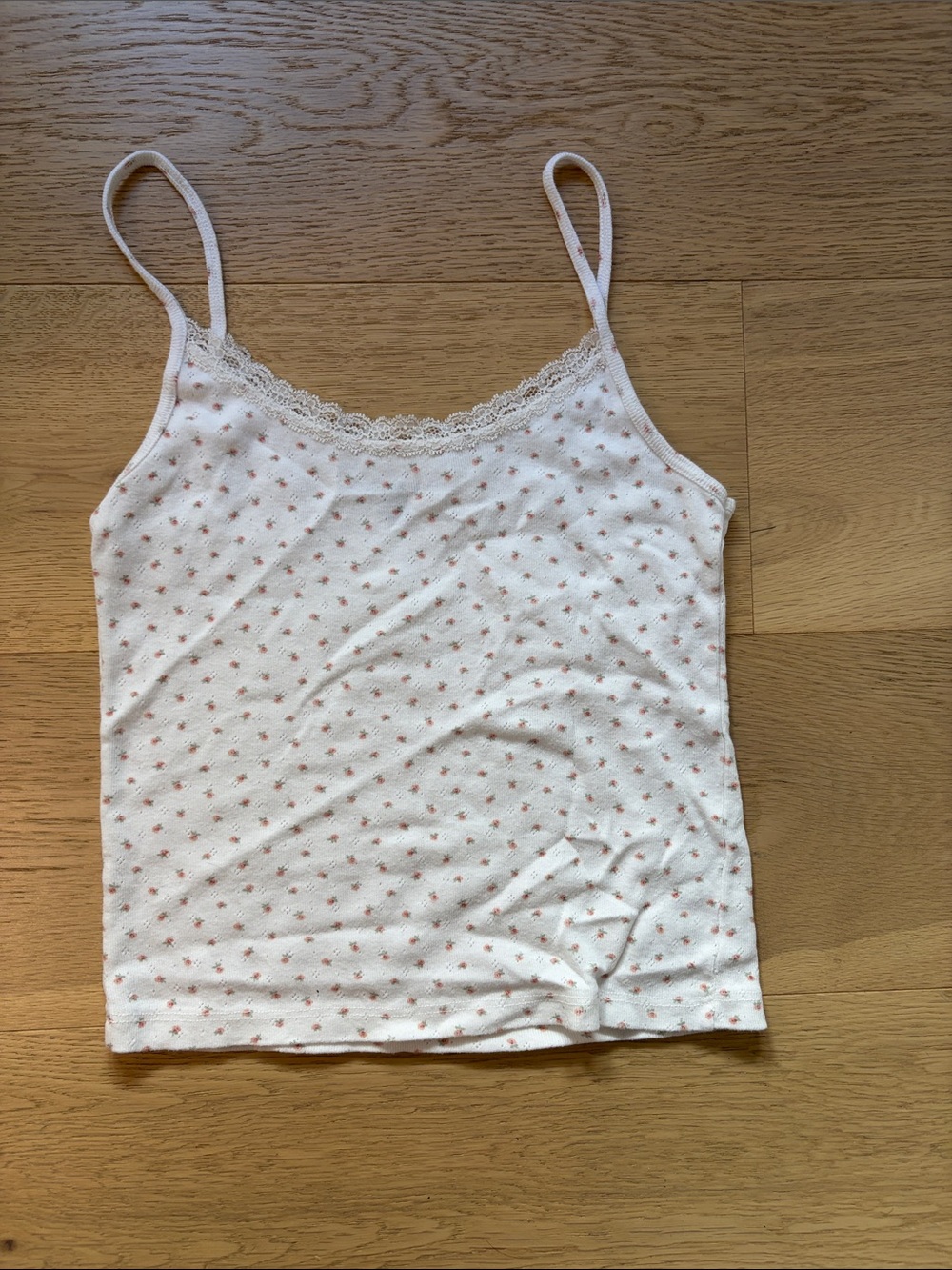 Brandy Melville White Camisole with Small Rose Floral Print - Picture 2 of 4